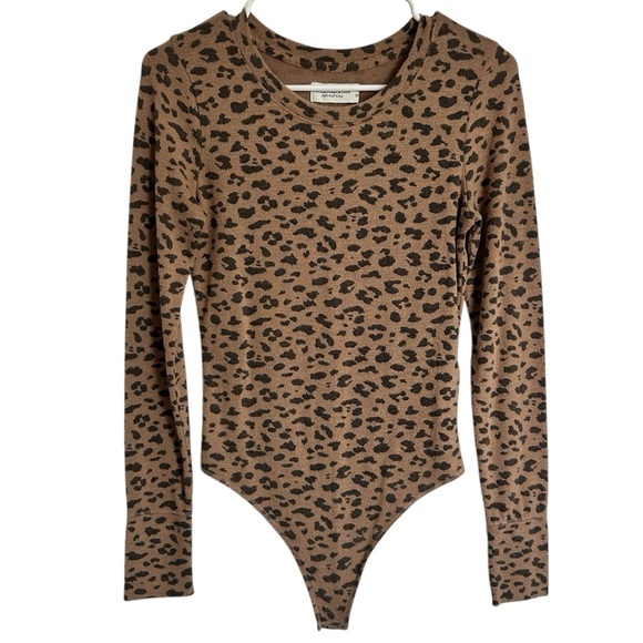 Abercrombie&Fitch‎ Leopard Print Long Sleeve Bodysuit, Size S, Color Tan - Picture 1 of 9